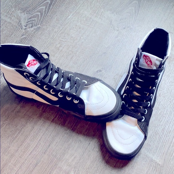 white canvas vans high tops